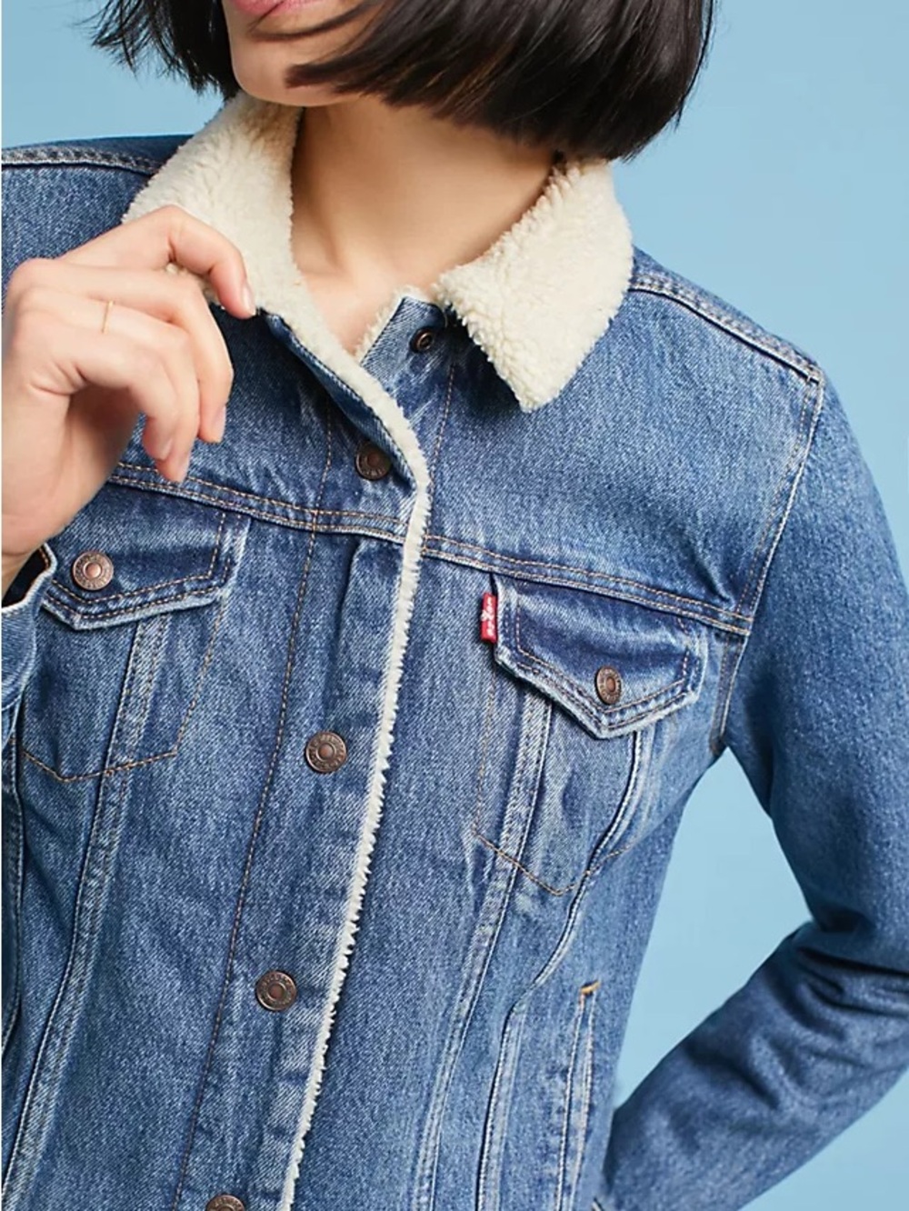 Levi's Blue Denim Sherpa Collar Jacket - Picture 3 of 12